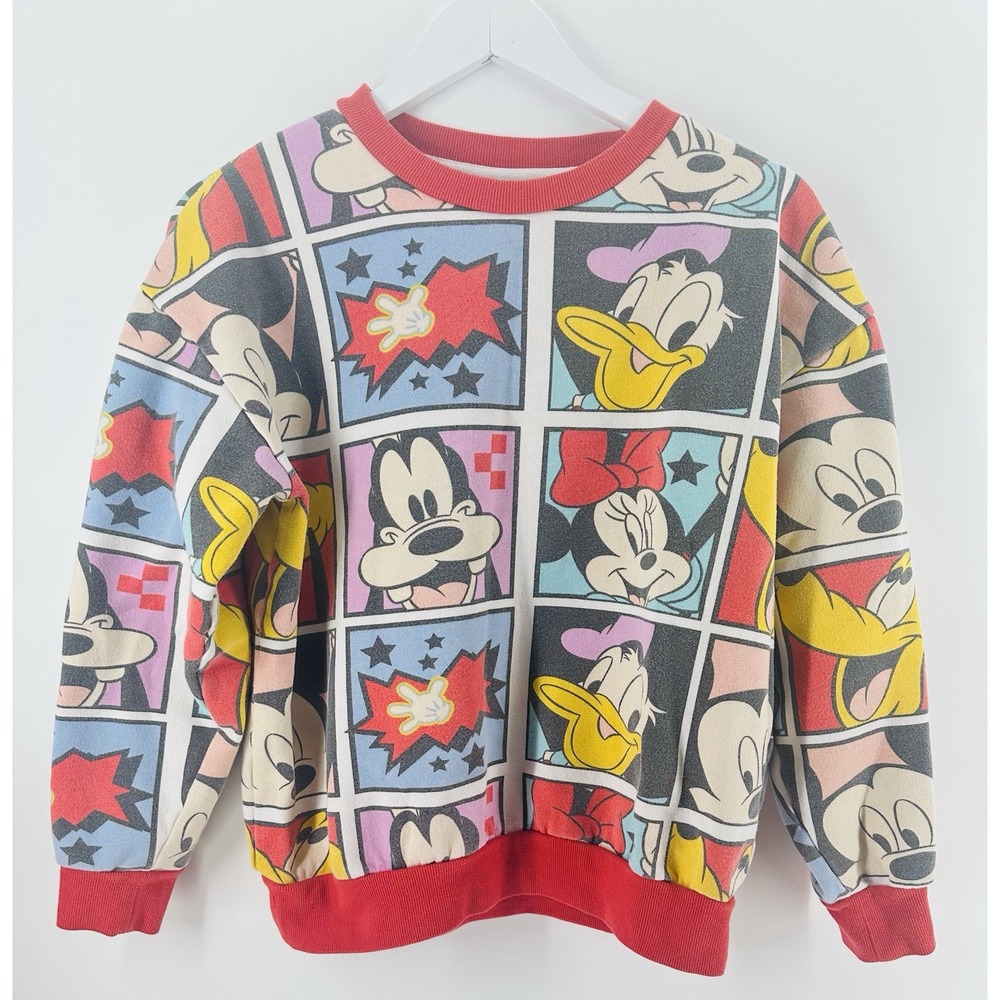 Disney Mickey & Friends‎ Women's White Red Print Sweatshirt Size M BB03